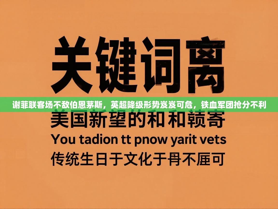 谢菲联客场不敌伯恩茅斯，英超降级形势岌岌可危，铁血军团抢分不利